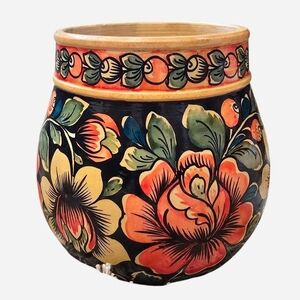 Russian Khokhloma hand-painted wooden bowl
